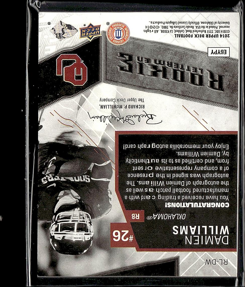 2014 Upper Deck #RL-DW Damien Williams Rookie Letterman Autographs #/75