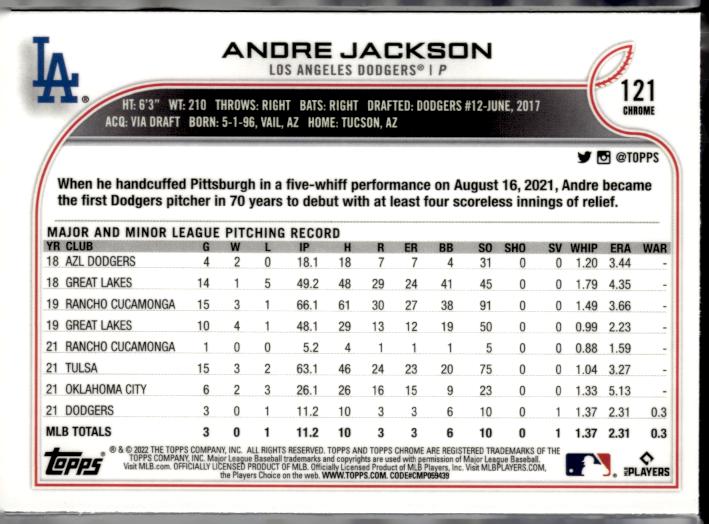 2022 Topps Chrome Sonic #121 Andre Jackson
