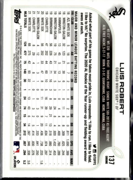 2022 Topps Chrome Sonic #137 Luis Robert