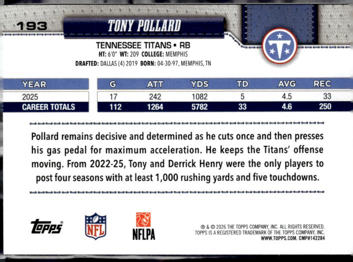 2026 Topps Flagship #193 Tony Pollard