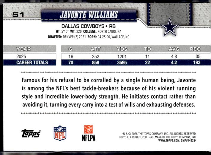 2026 Topps Flagship #51 Javonte Williams