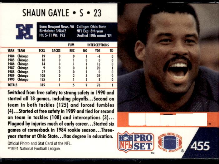 1991 Pro Set #455 Shaun Gayle