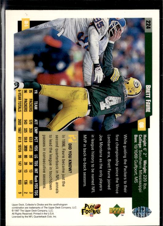 1997 Collector's Choice Green Bay Packers #GB5 Brett Favre