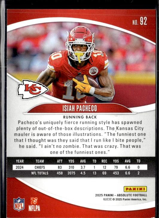 2025 Panini Absolute #92 Isiah Pacheco Retail