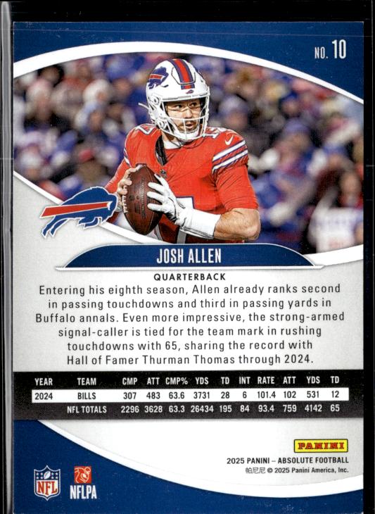 2025 Panini Absolute #10 Josh Allen