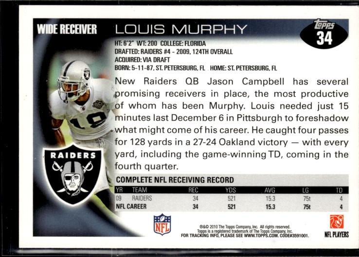 2010 Topps #34 Louis Murphy