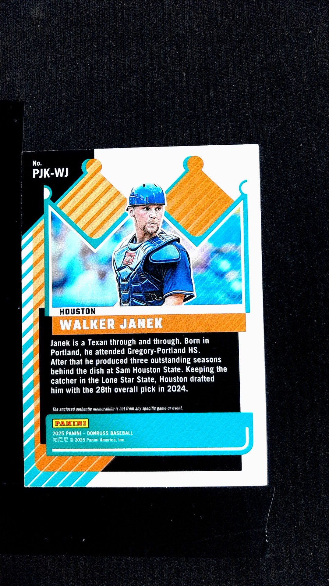 Walker Janek #PJK-WJ 2025 Donruss Memorabilia