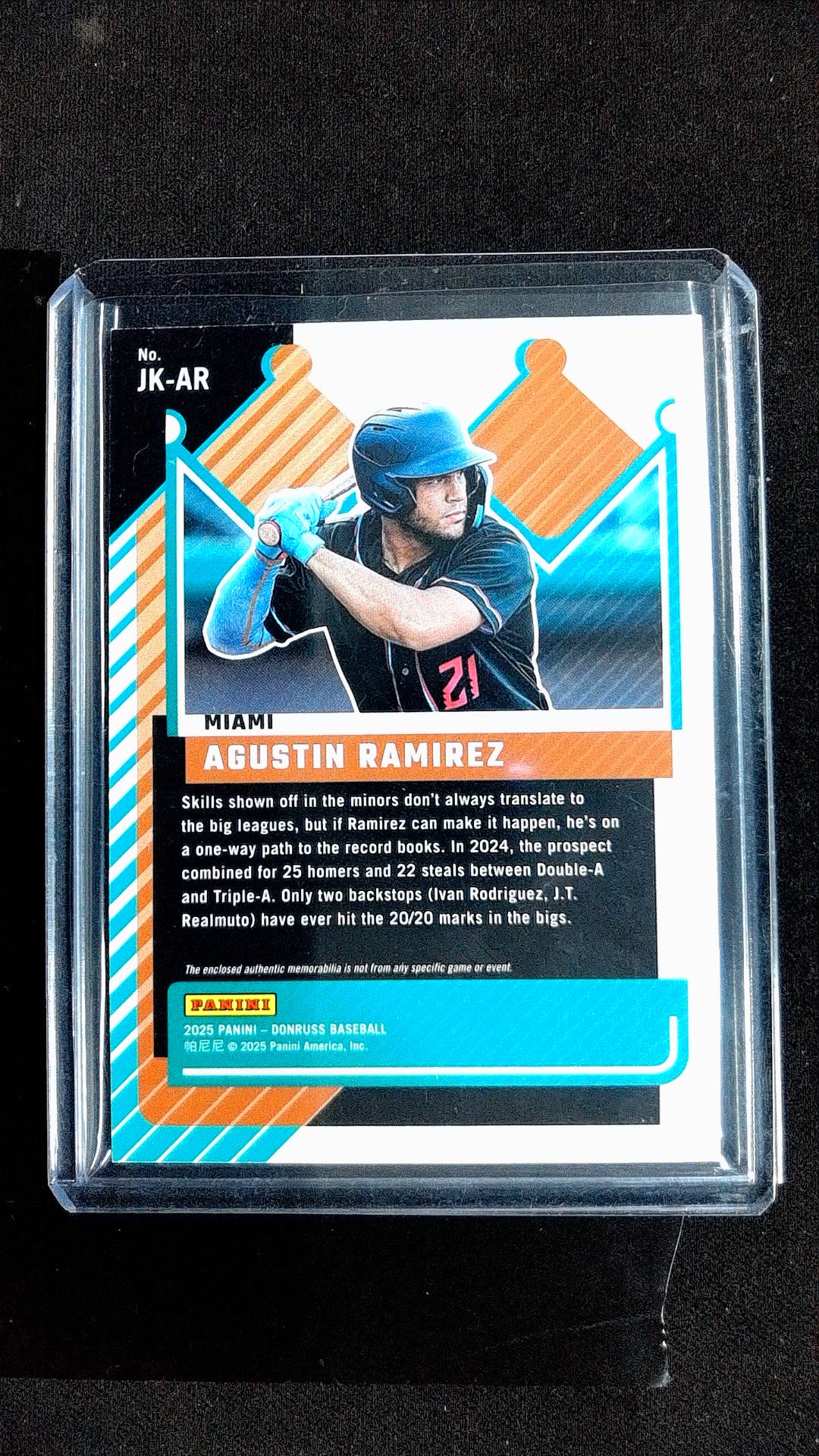 Agustin Ramirez #JK-AR 2025 Donruss Memorabilia