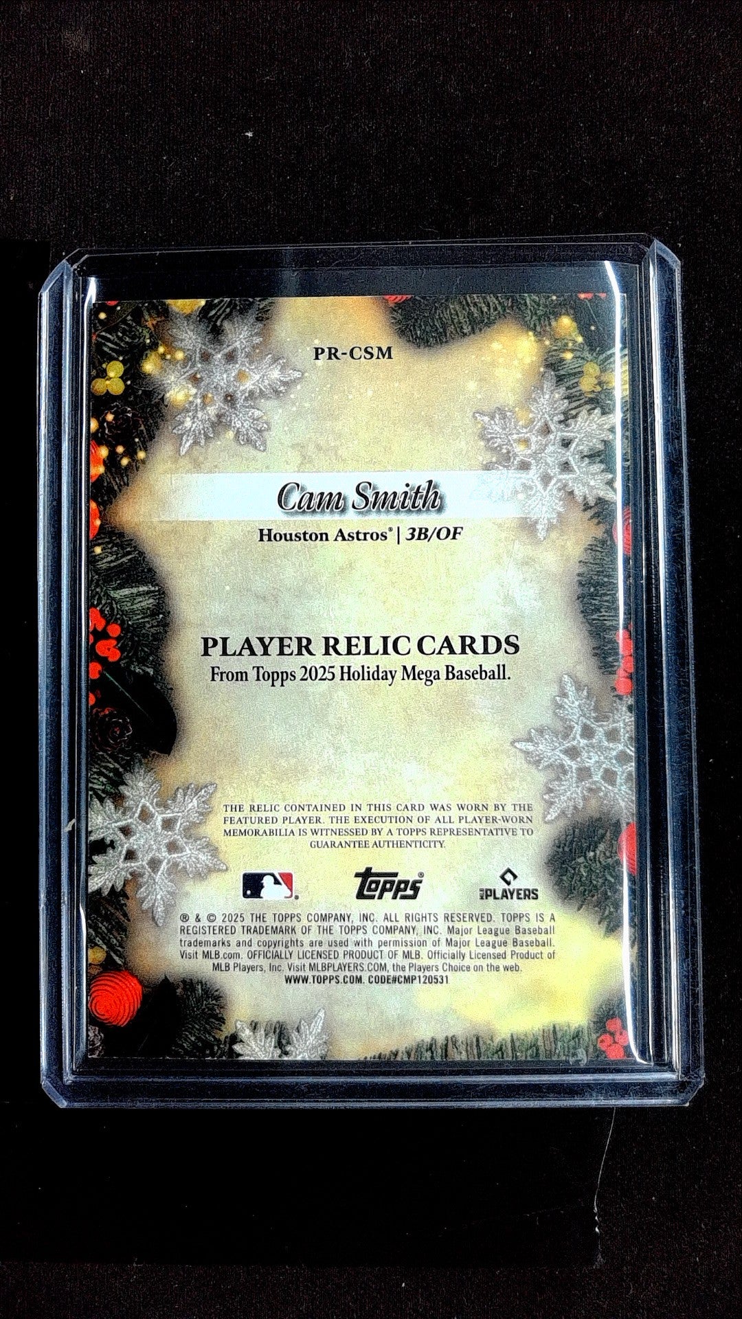 Cam Smith #PR-CSM 2025 Topps Holiday Memorabilia