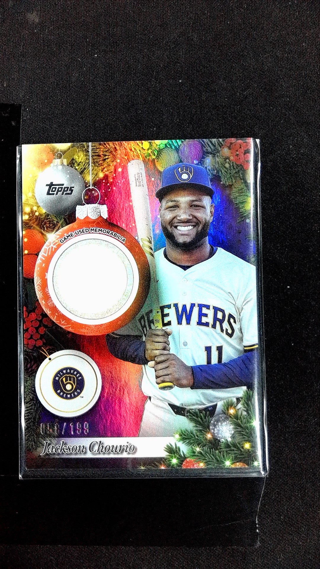 Jackson Chourio #PR-JC 2025 Topps Holiday SN, Memorabilia