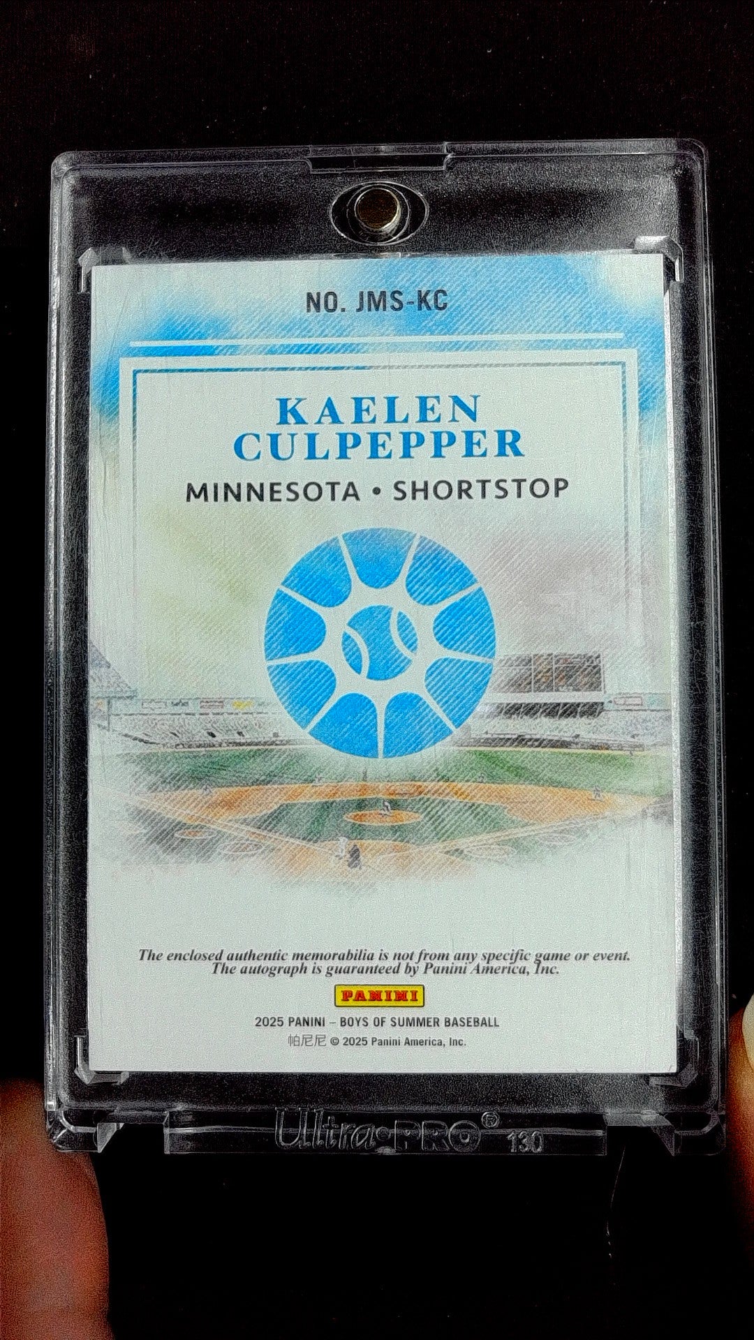 Kaelen Culpepper #JMS-KC 2025 Panini Boys of Summer SN, Memorabilia, Auto
