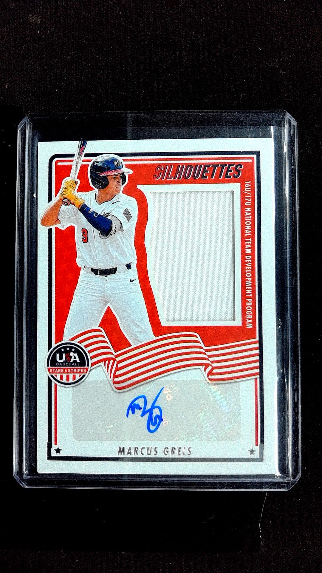 Marcus Greis #USA-MG 2025 Panini Stars & Stripes USA Baseball SN, Mem, Auto