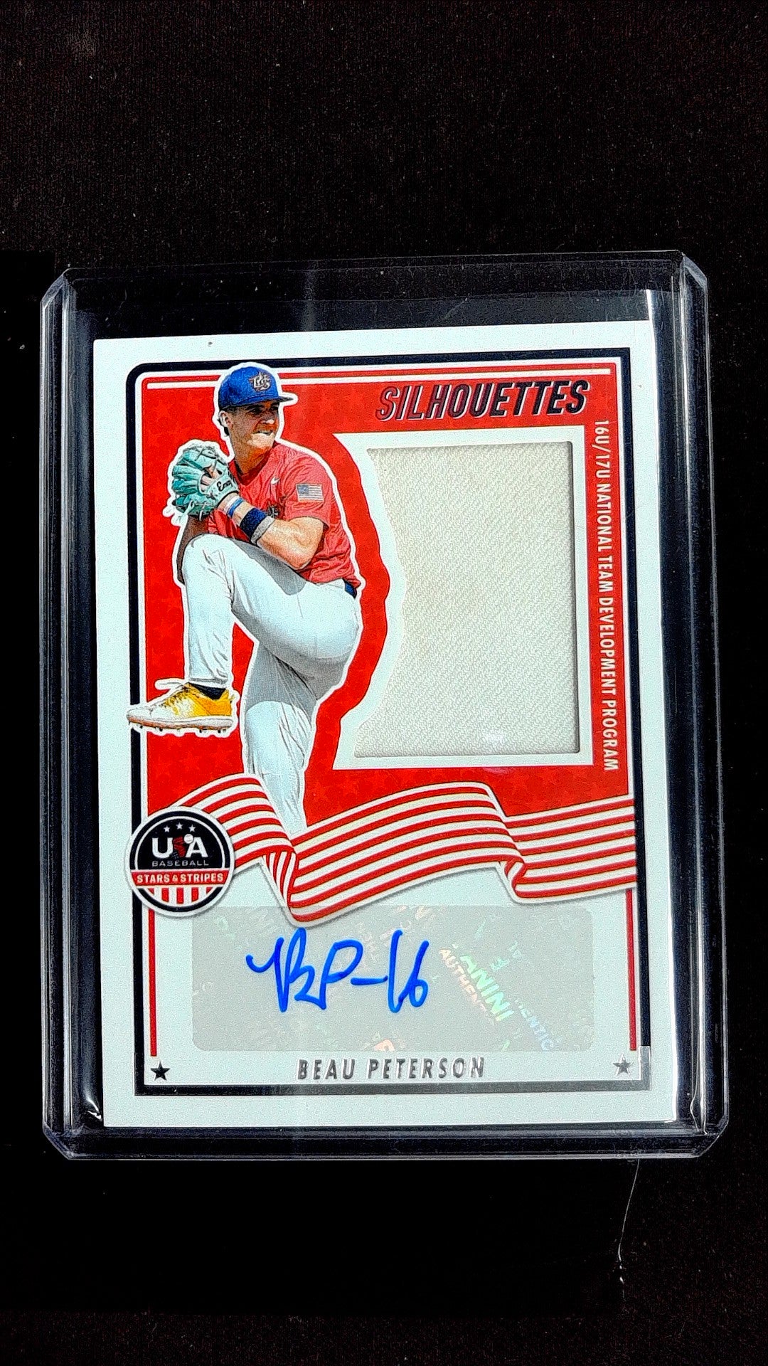 Beau Peterson #USA-BP 2025 Panini Stars & Stripes USA Baseball SN, Mem, Auto