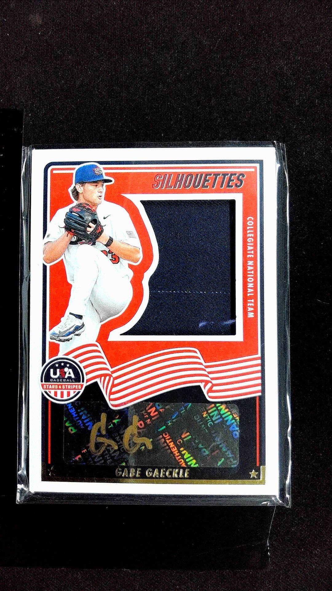 Gabe Gaeckle #USA-GG 2025 Panini Stars & Stripes USA Baseball SN, Mem, Auto