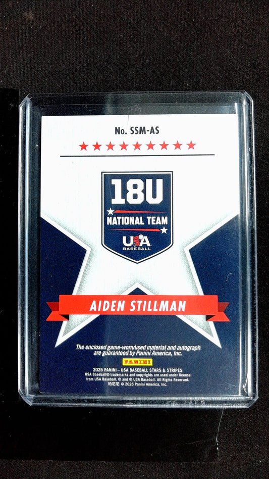 Aiden Stillman #SSM-AS 2025 Panini Stars & Stripes USA Baseball Memo, Auto