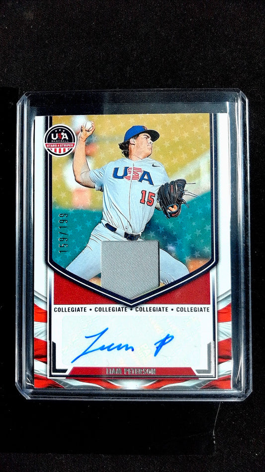 Liam Peterson #NTS-LP 2025 Panini Stars & Stripes USA Baseball SN, Mem, Auto