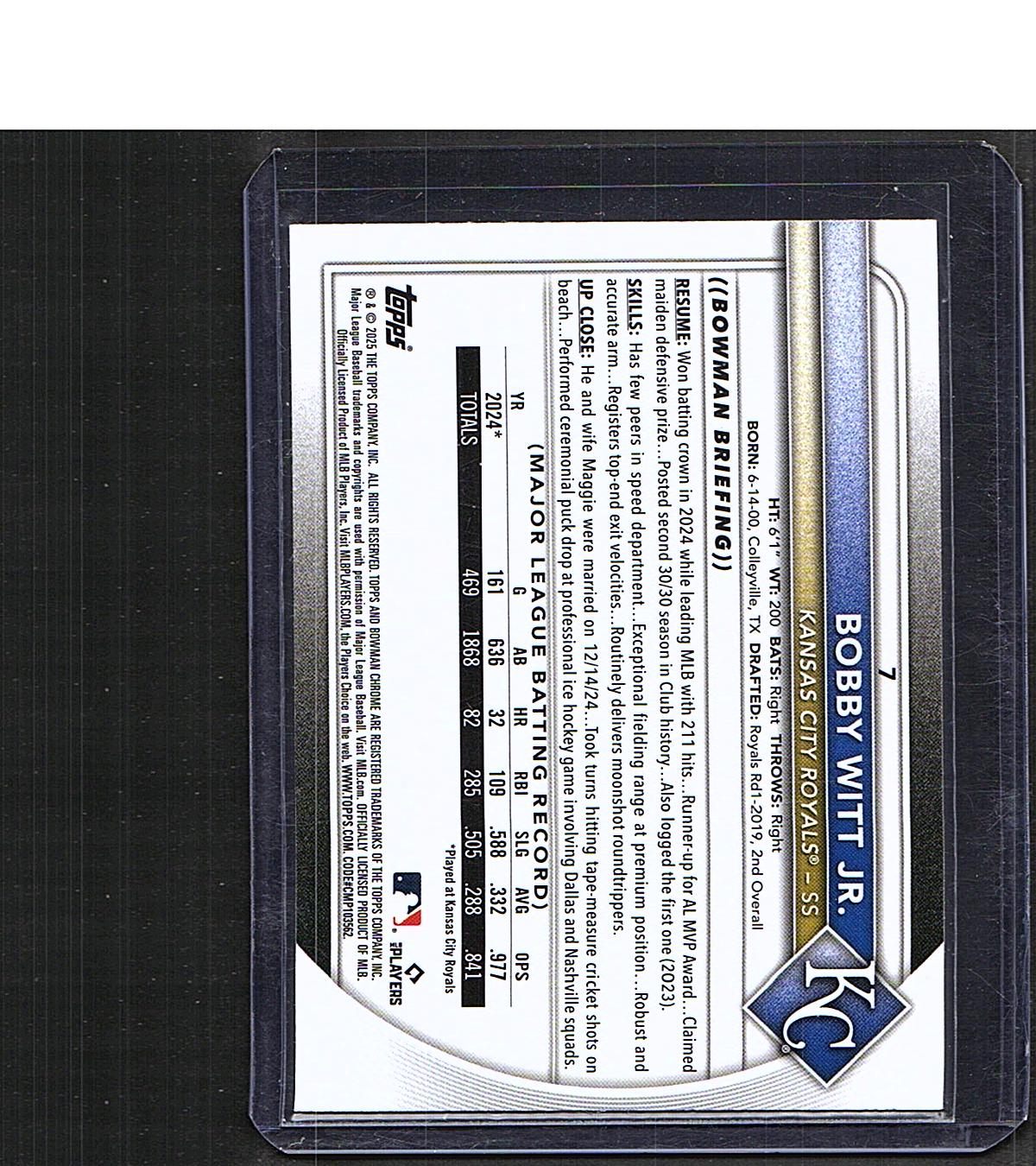 Bobby Witt Jr. #7 2025 Bowman SN