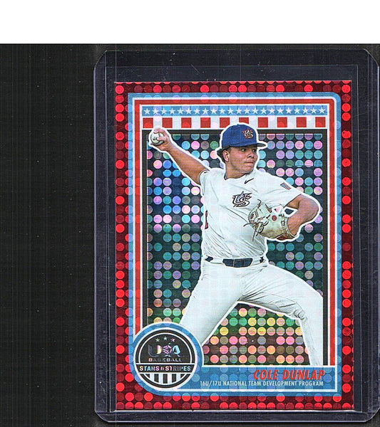 Cole Dunlap #195 2025 Panini Stars & Stripes USA Baseball SN