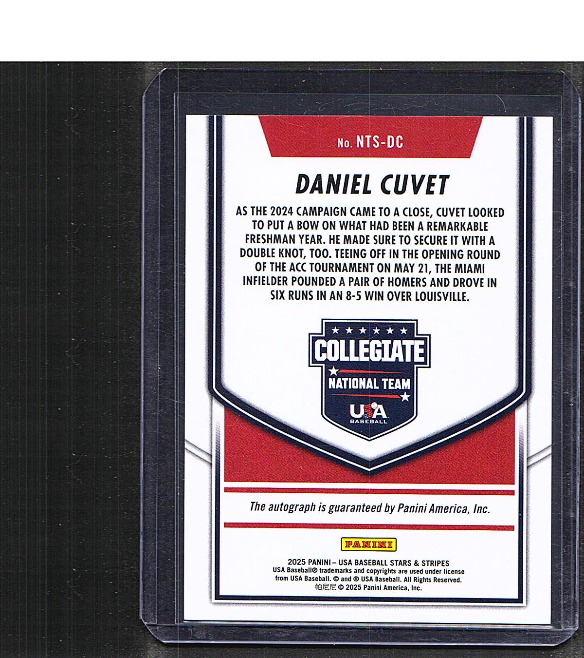 Daniel Cuvet #NTS-DC 2025 Panini Stars & Stripes USA Baseball SN, Auto