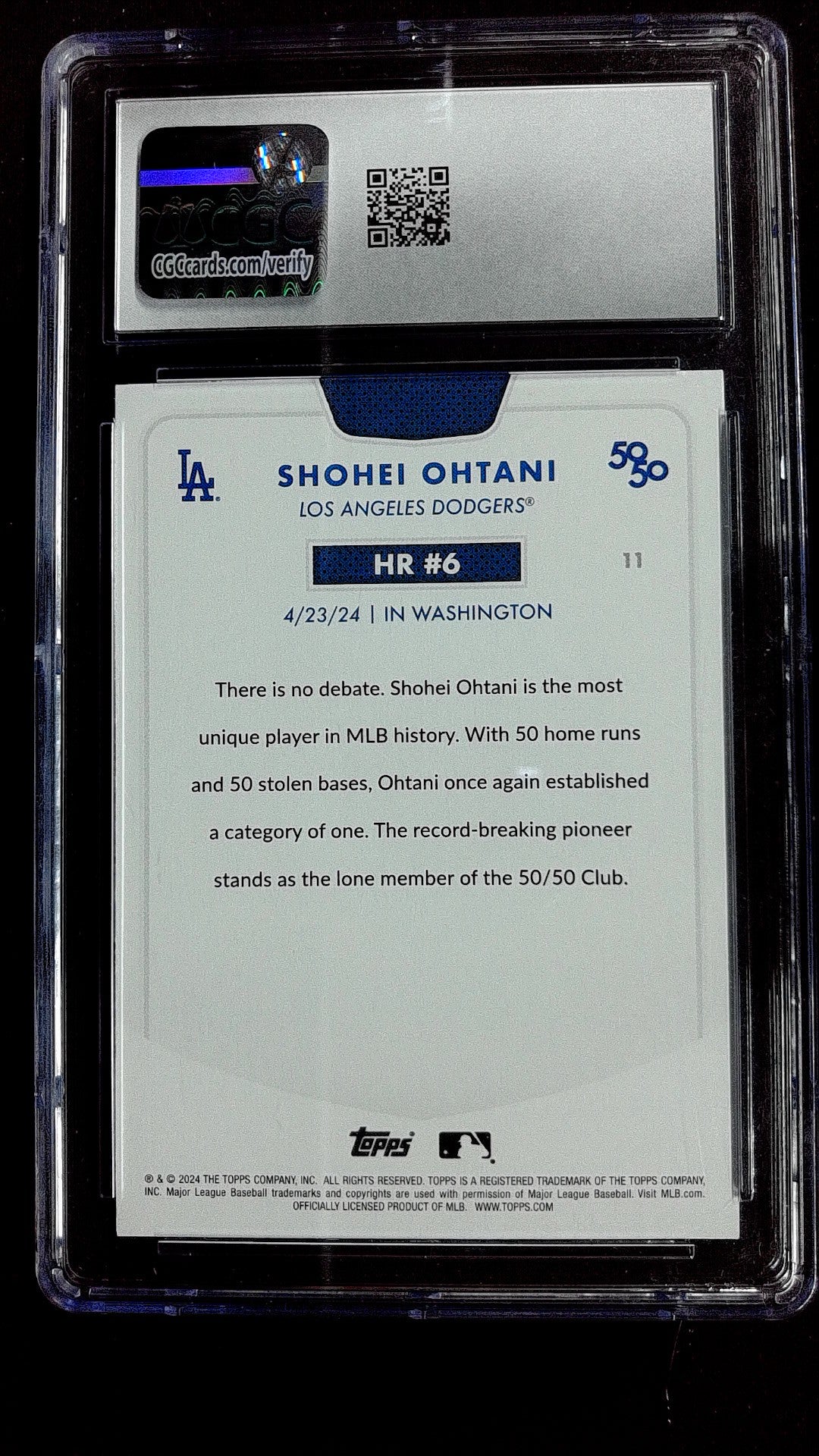 Shohei Ohtani #11 2024 Topps 50/50: Shohei Ohtani