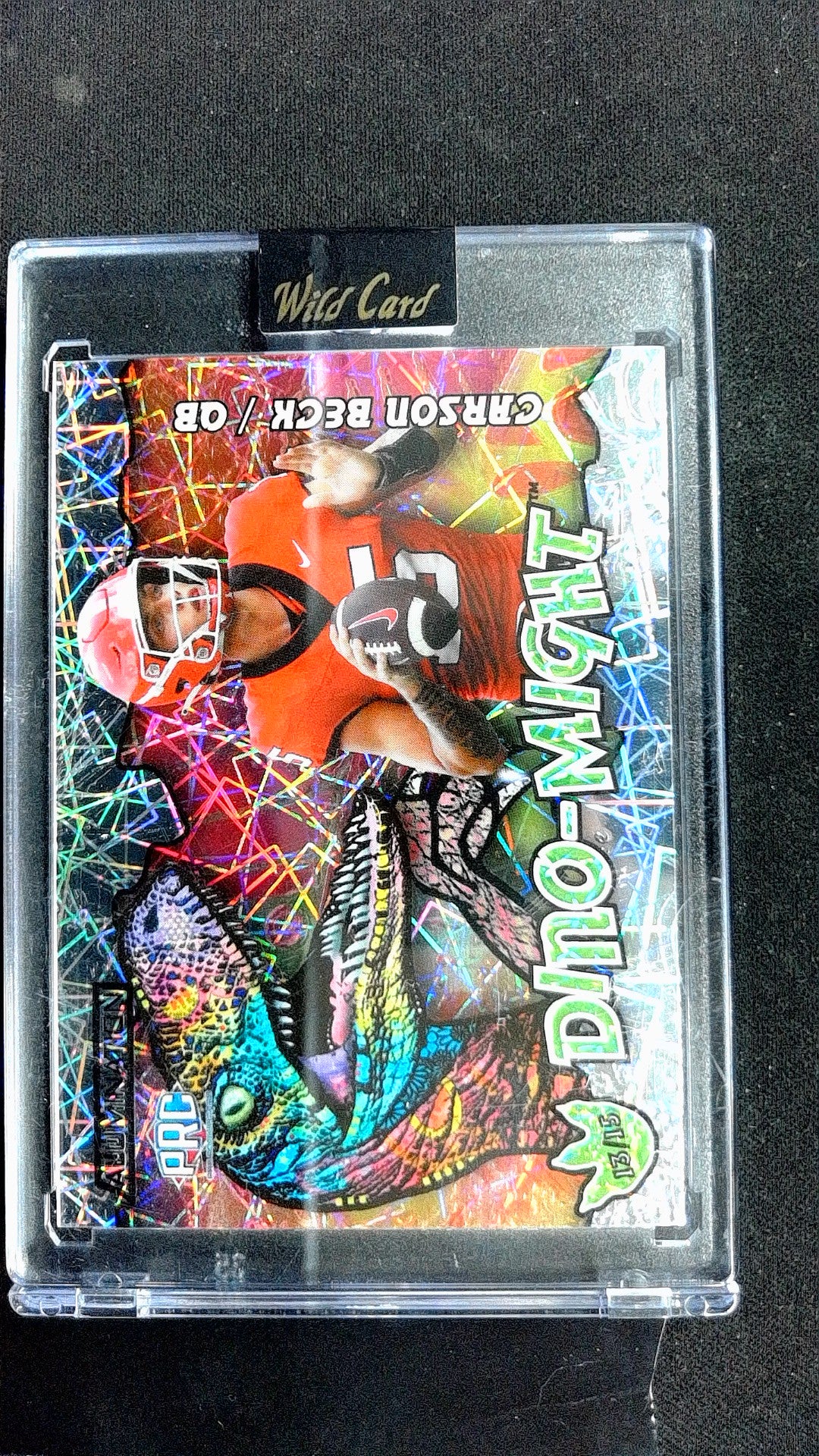 Carson Beck #AD-CB Silver Dino Might Lasers Raptor SN