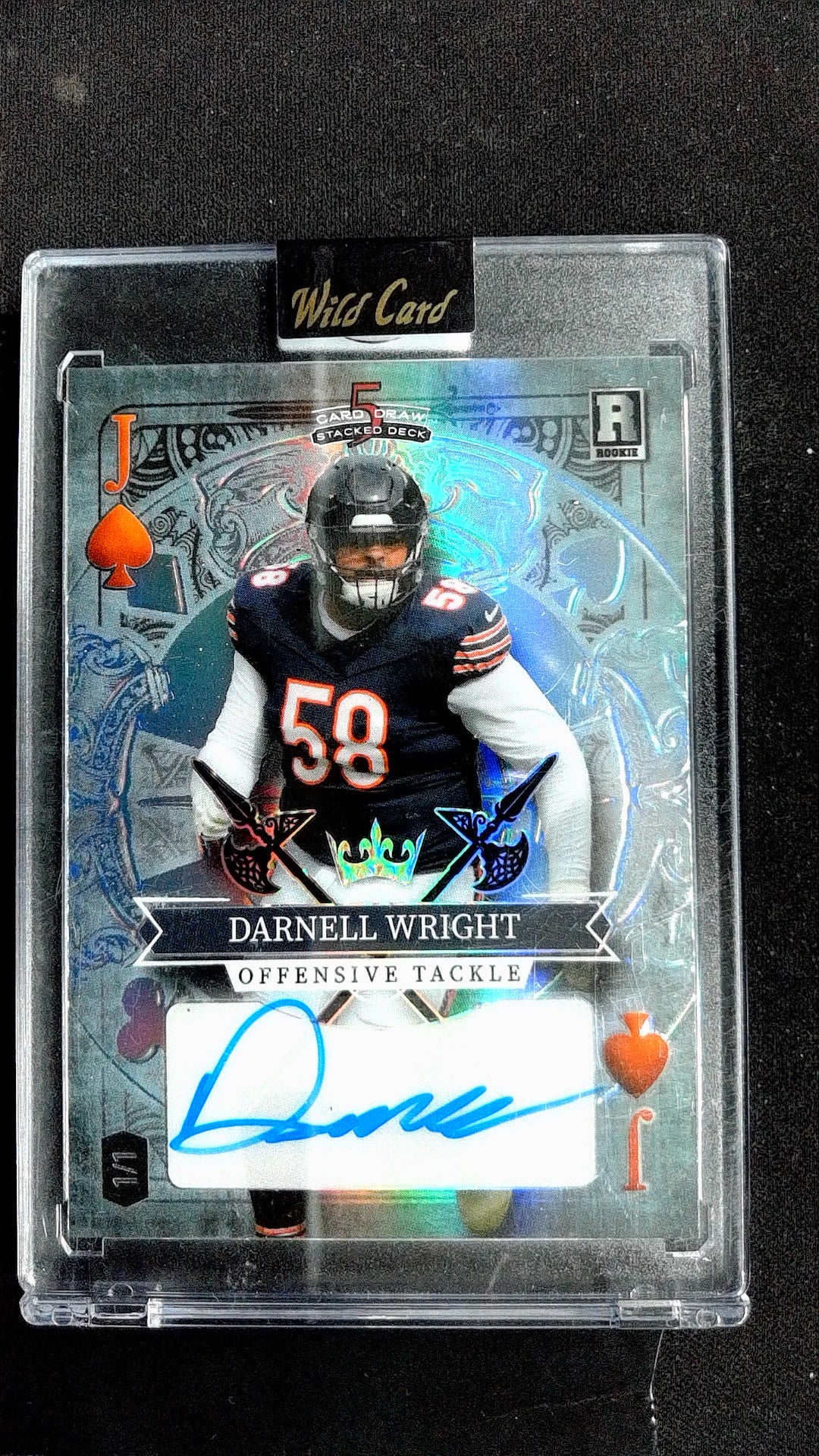 Darnell Wright #SD-DWA Jack of Spades Rainbow Platinum SN, Auto