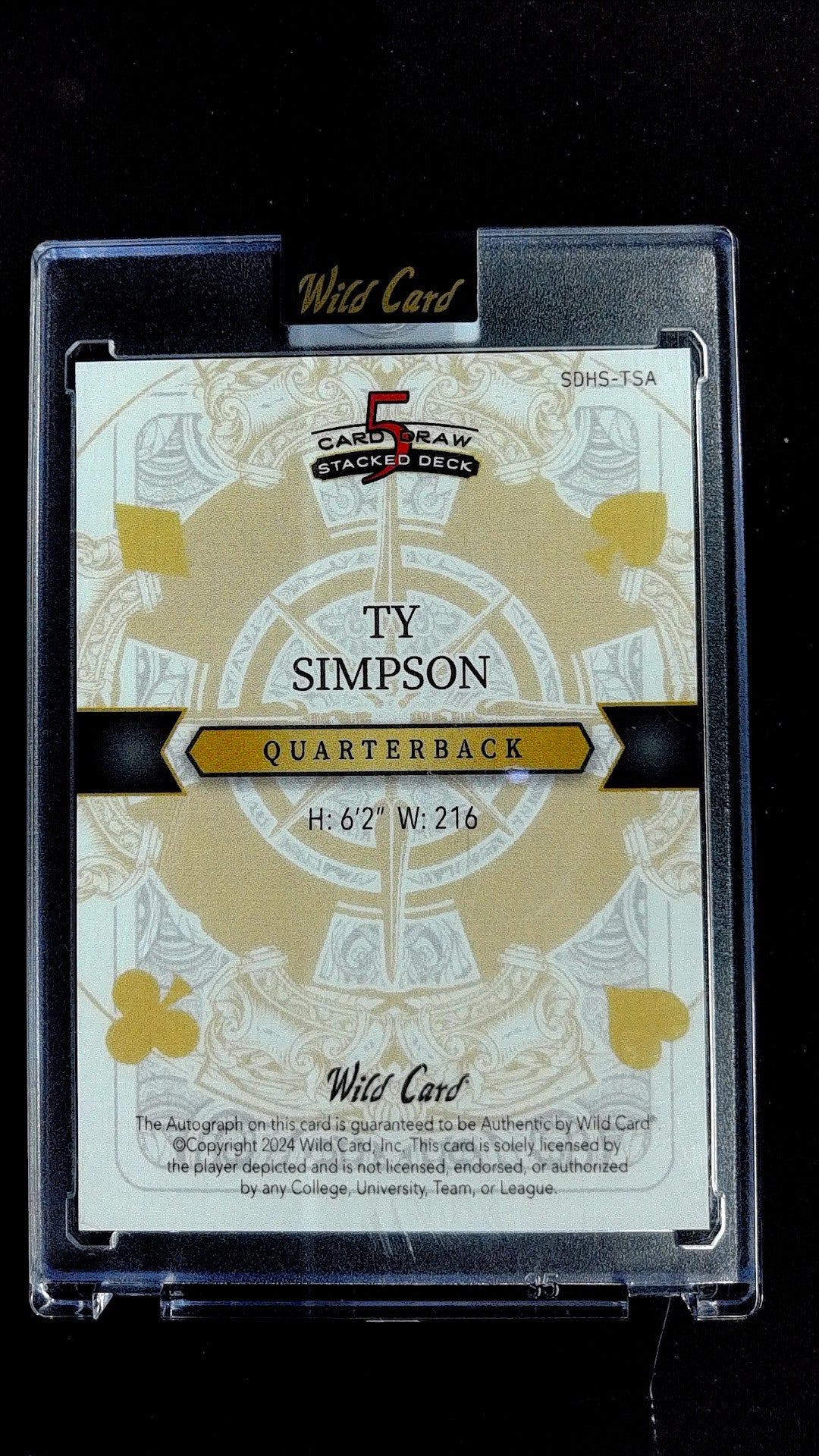 2024 Wild Card 5 Card Draw Stacked Deck Ty SImpson #SDHS-TSA #/1 Auto