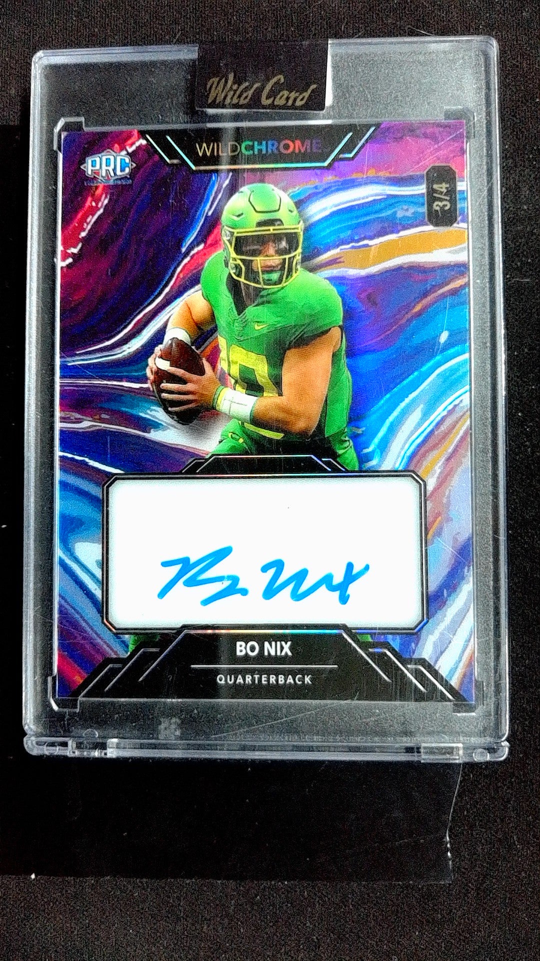 Bo Nix #WCP-A 2023 WildPaint Rainbow Purple SN, Auto, 3/4
