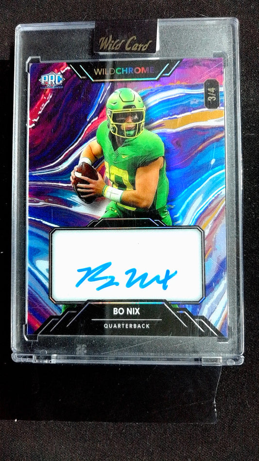 Bo Nix #WCP-A 2023 WildPaint Rainbow Purple SN, Auto, 3/4