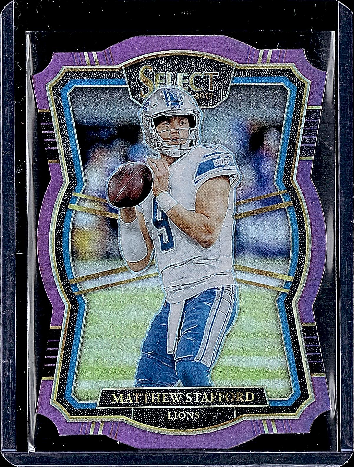 2017 Panini Select #145 Matthew Stafford Purple Prizm Die Cut #/75