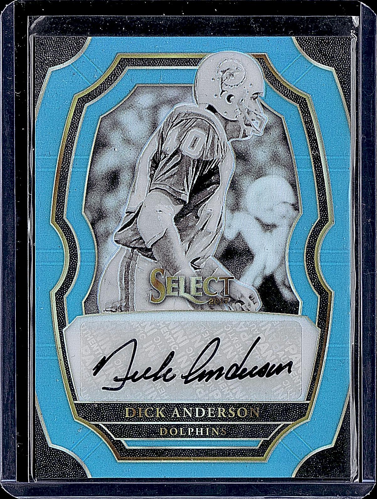 2017 Panini Select #SP-DA Dick Anderson Signatures Light Blue Prizm #/25