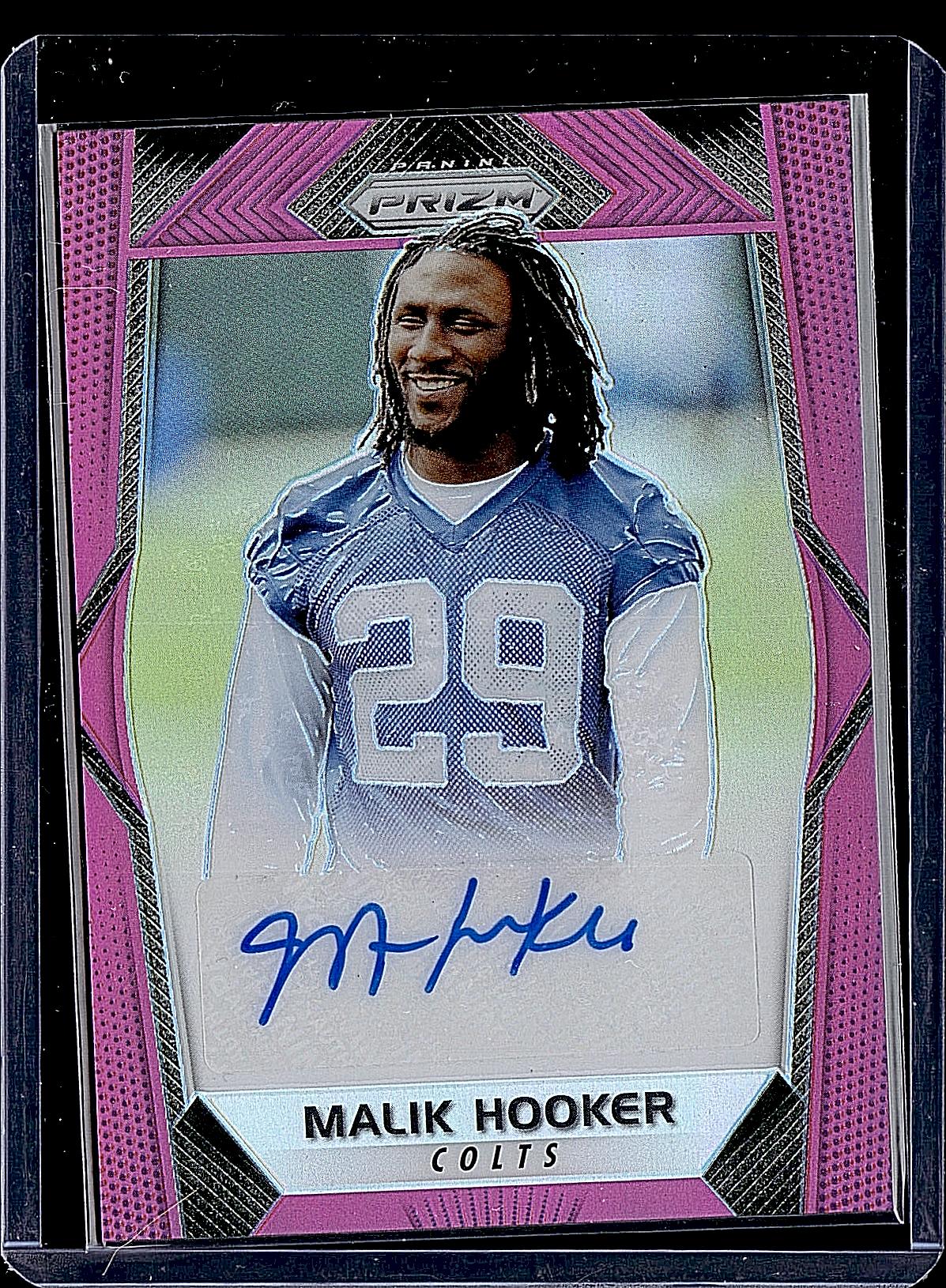 2017 Panini Prizm #RA-MH Malik Hooker Rookie Autographs Prizm Pink