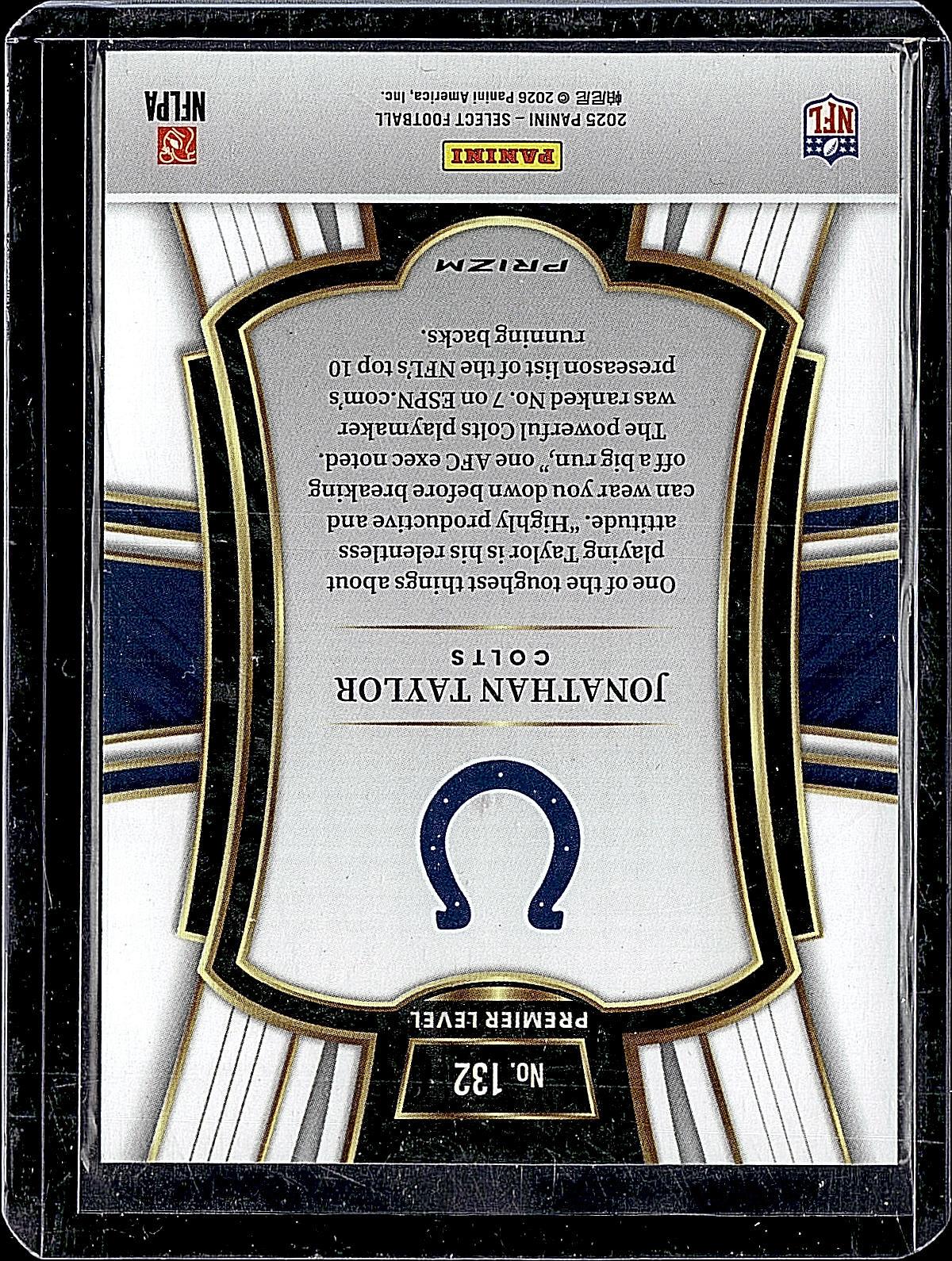 2025 Panini Select #132 Jonathan Taylor Zebra Prizm Shock