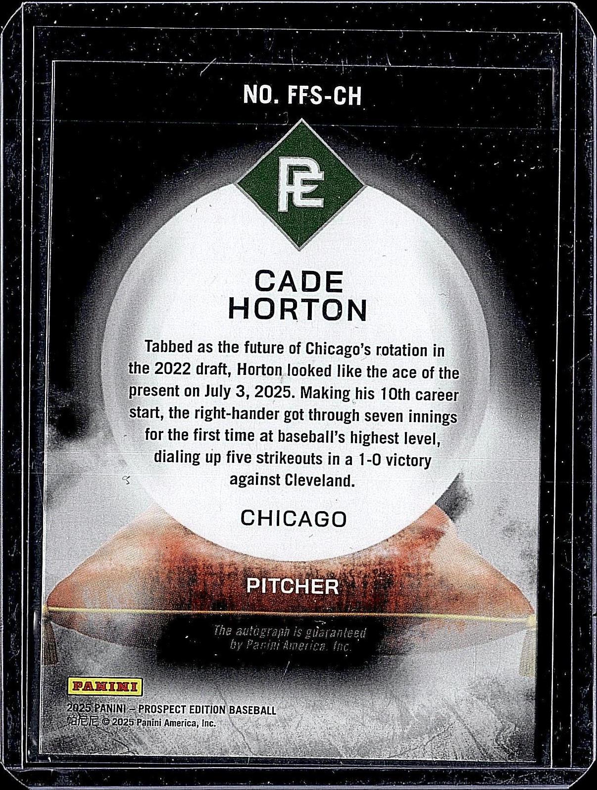 2025 Panini Prospect Edition #FFS-CH Cade Horton Franchise Futures Signatures