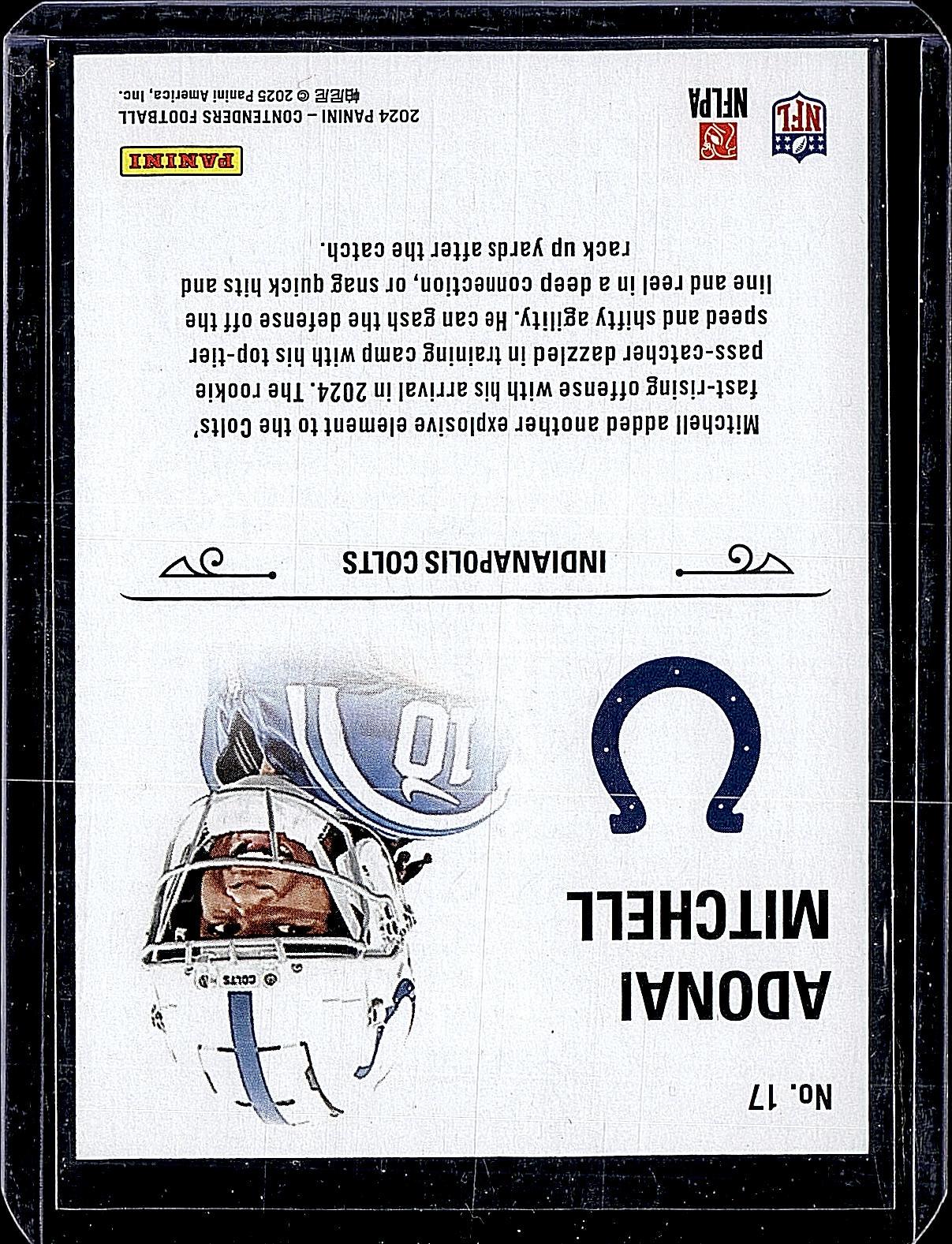 2024 Panini Contenders #17 Adonai Mitchell Rookie Stallions Blue #/199