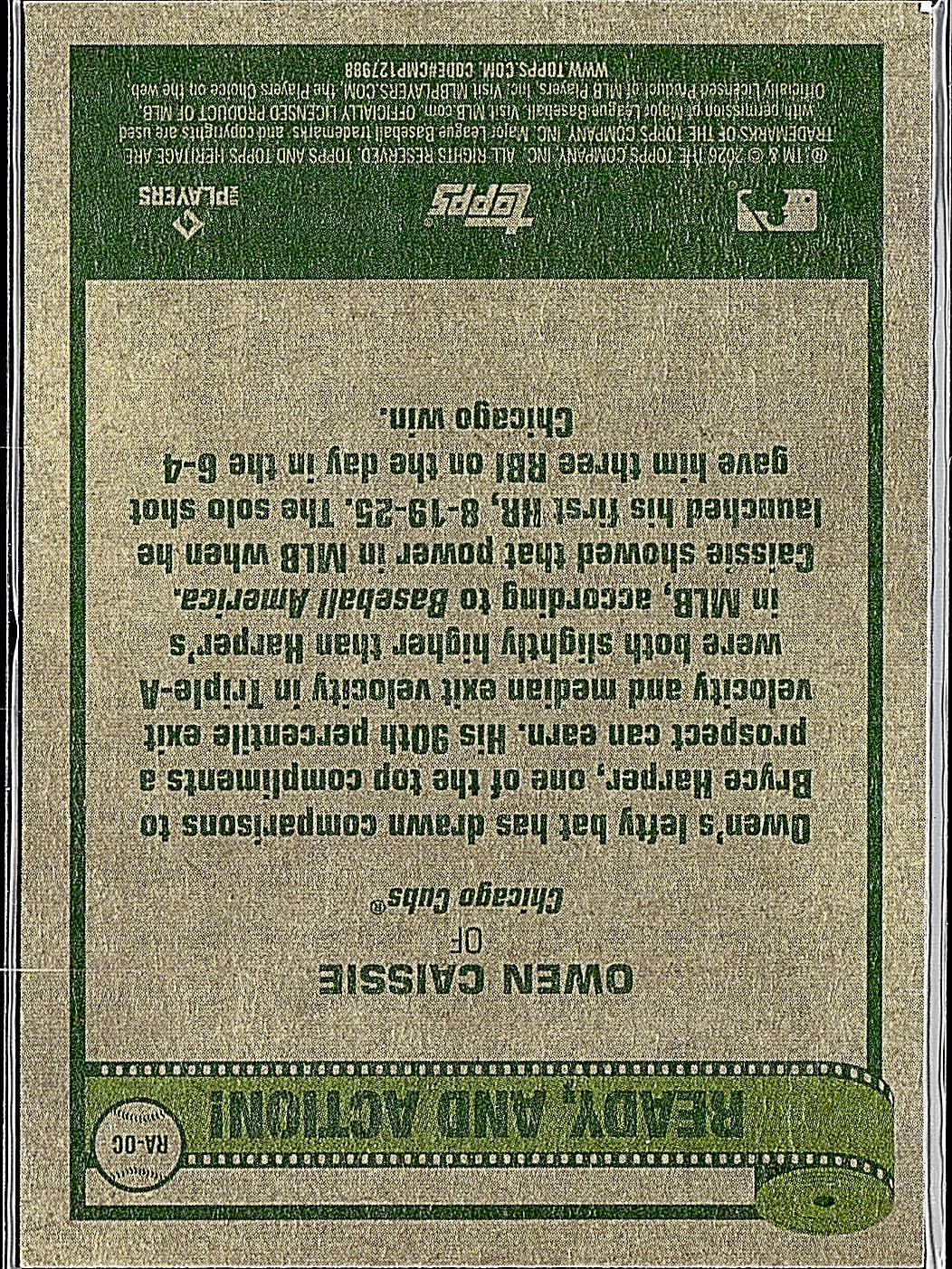 2026 Topps Heritage #RA-OC Owen Caissie Ready, and Action!