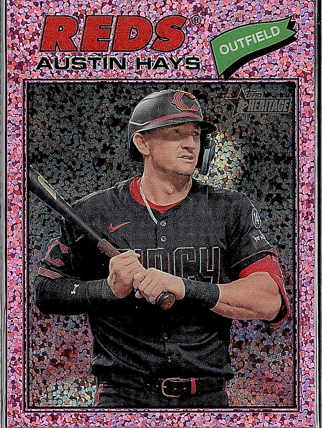 2026 Topps Heritage #80 Austin Hays Chrome Pink Sparkle Refractors