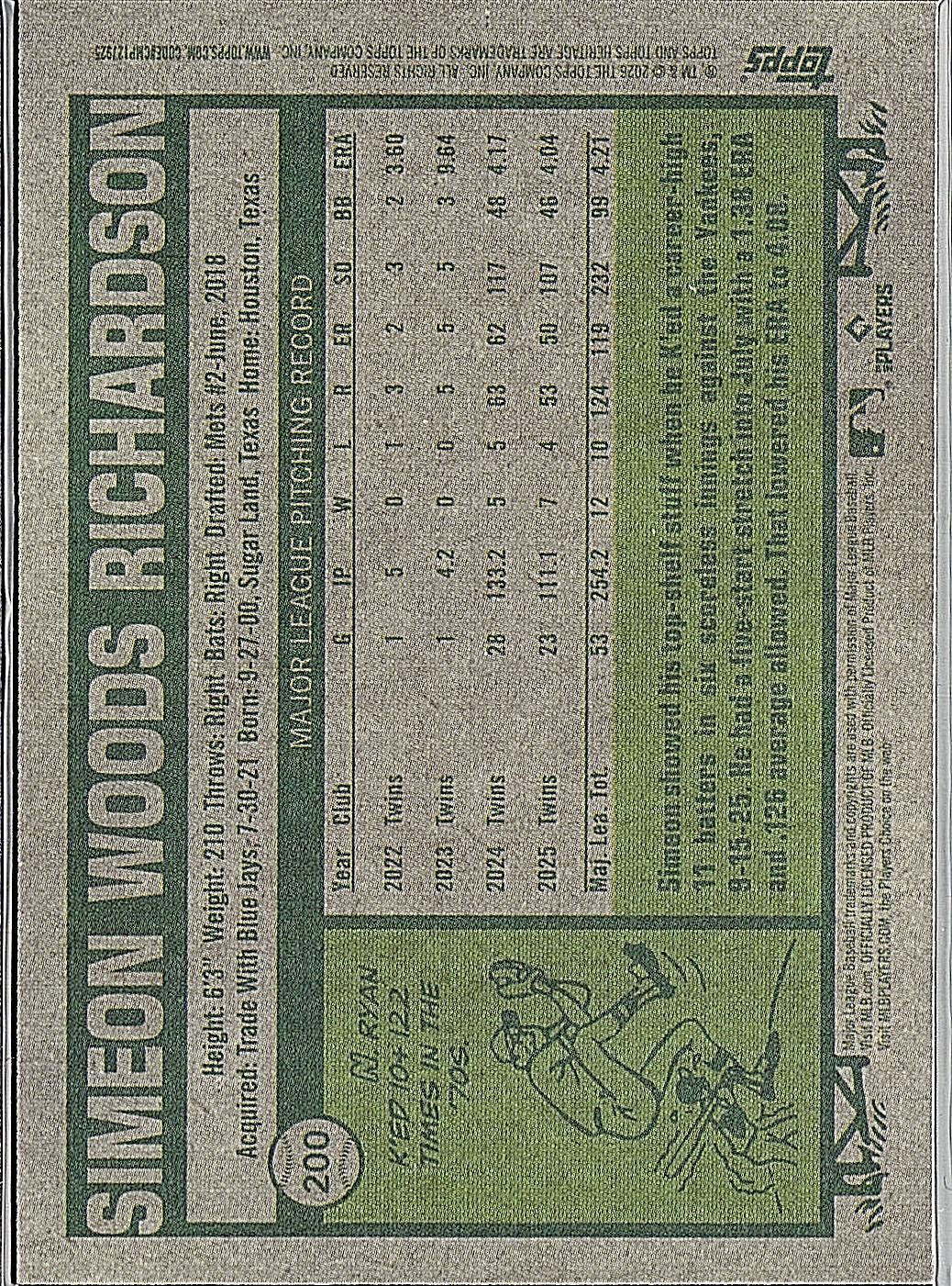 2026 Topps Heritage #200 Simeon Woods Richardson Chrome Pink Sparkle Refractors