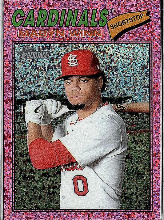 2026 Topps Heritage #358 Masyn Winn Chrome Pink Sparkle Refractors