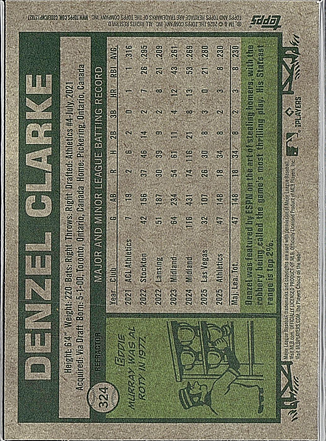 2026 Topps Heritage #324 Denzel Clarke Chrome