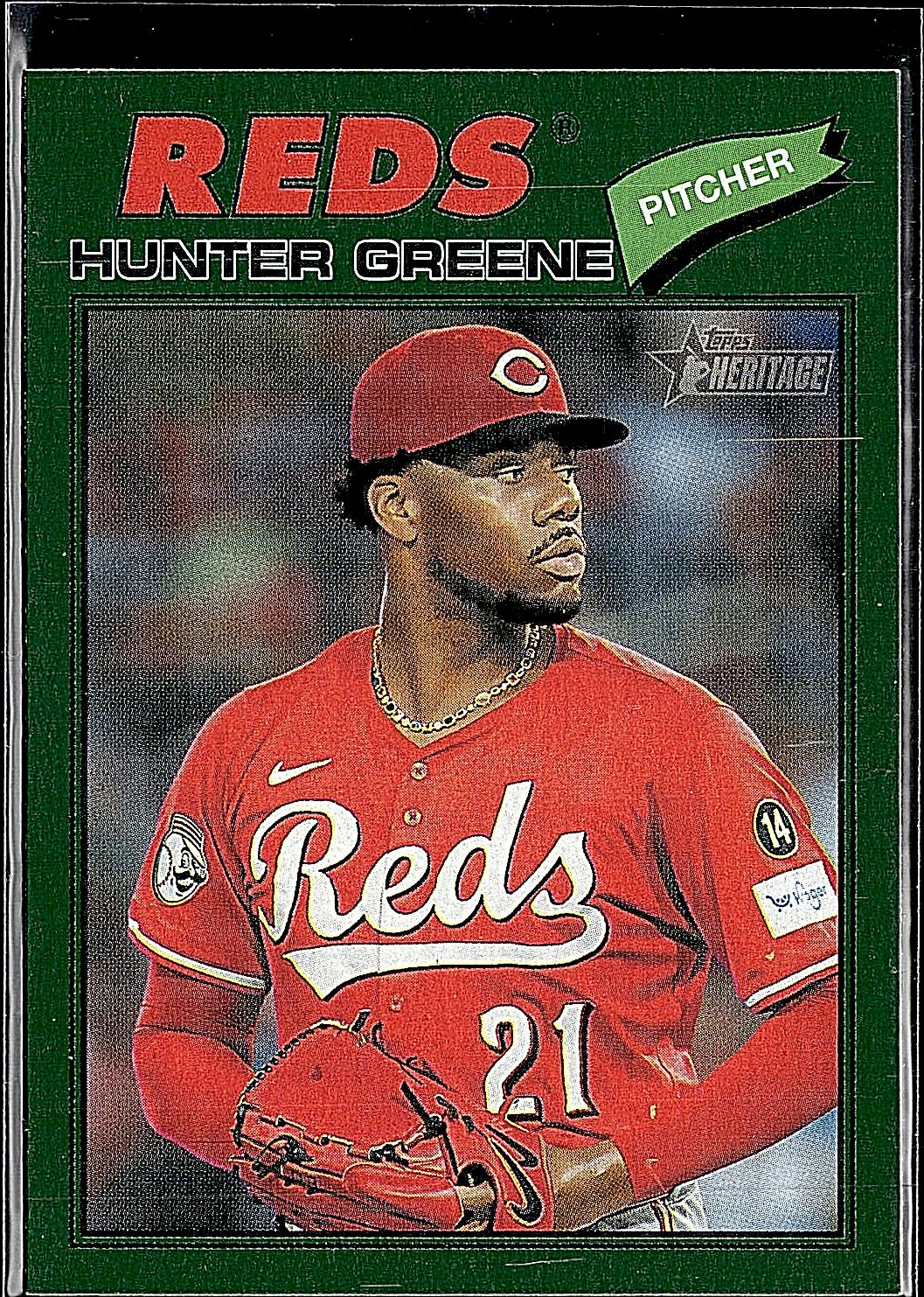 2026 Topps Heritage #53 Hunter Greene Dark Green