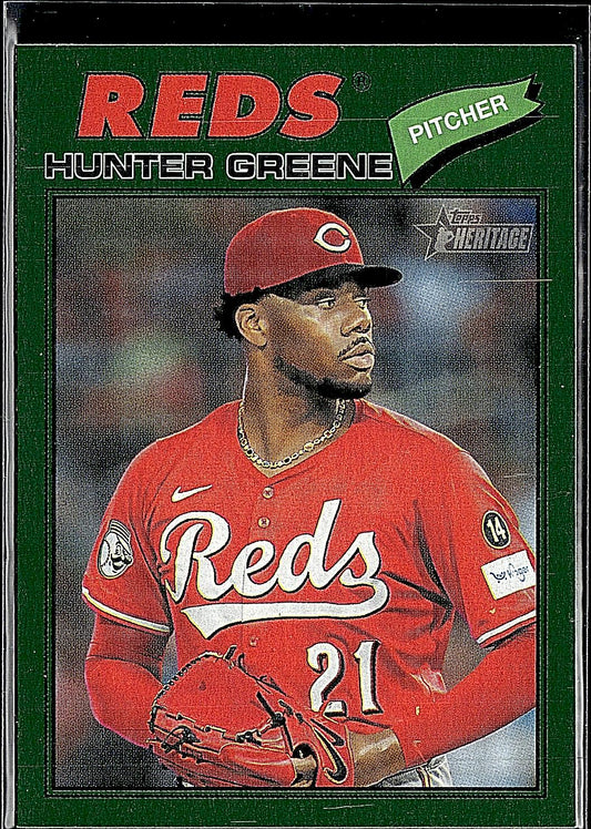 2026 Topps Heritage #53 Hunter Greene Dark Green