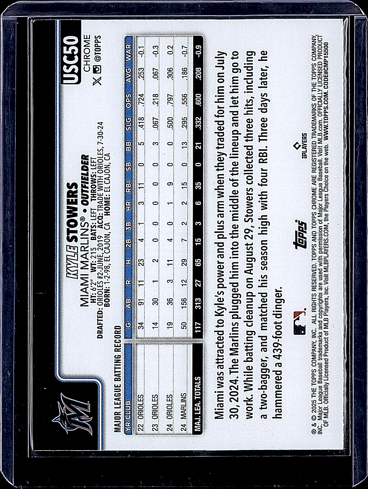 2025 Topps Chrome Update #USC50 Kyle Stowers X-Fractors