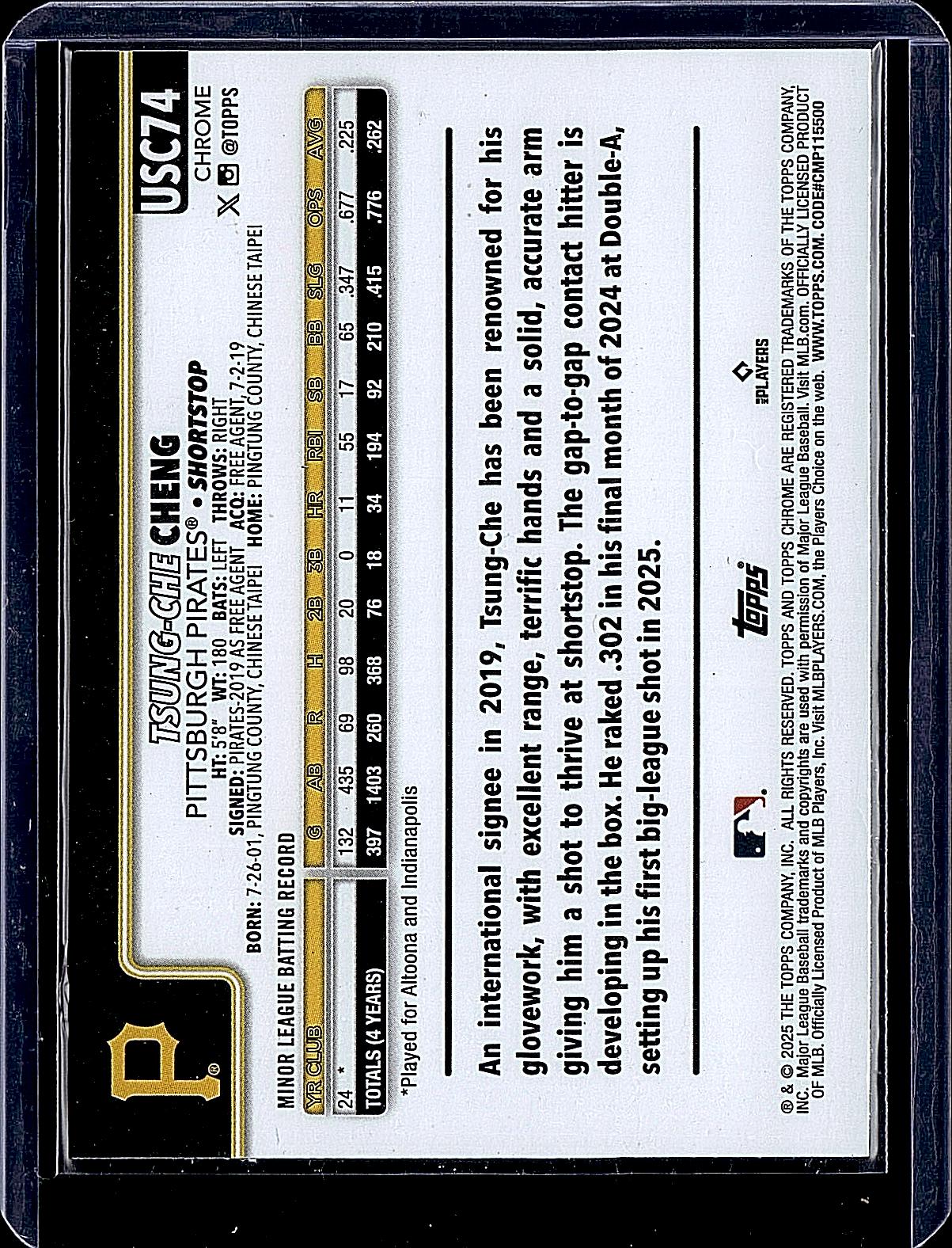 2025 Topps Chrome Update #USC74 Tsung-Che Cheng Prism Refractors