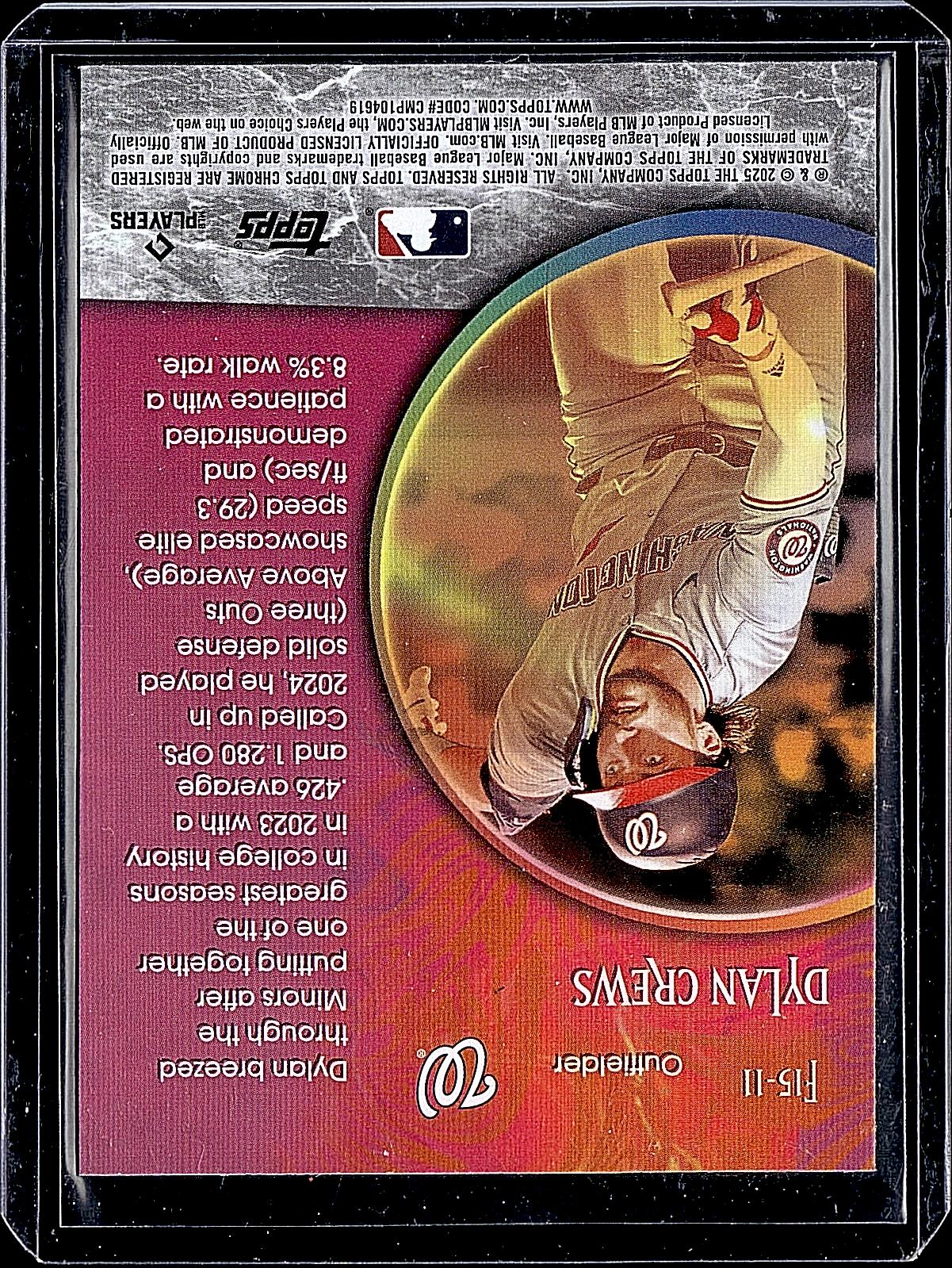 2025 Topps Chrome #F15-11 Dylan Crews Fortune 15