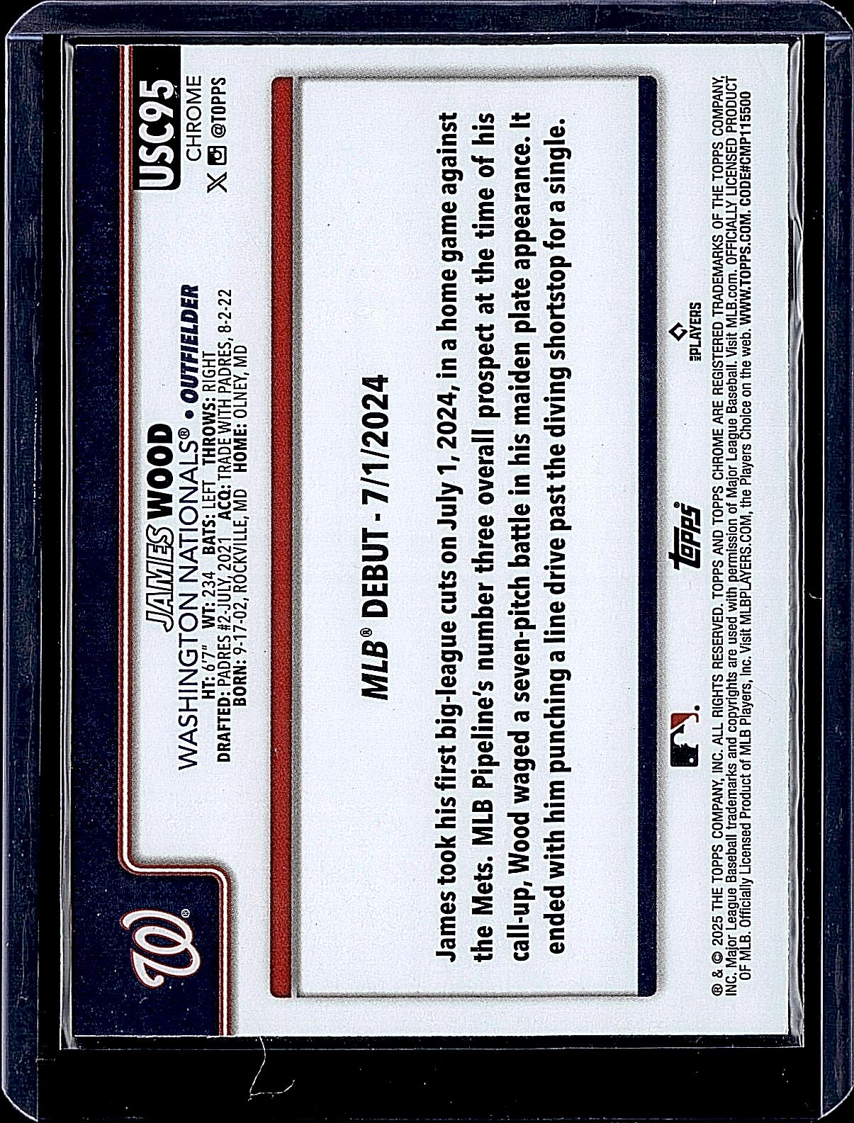 2025 Topps Chrome Update #USC95 James Wood X-Fractors