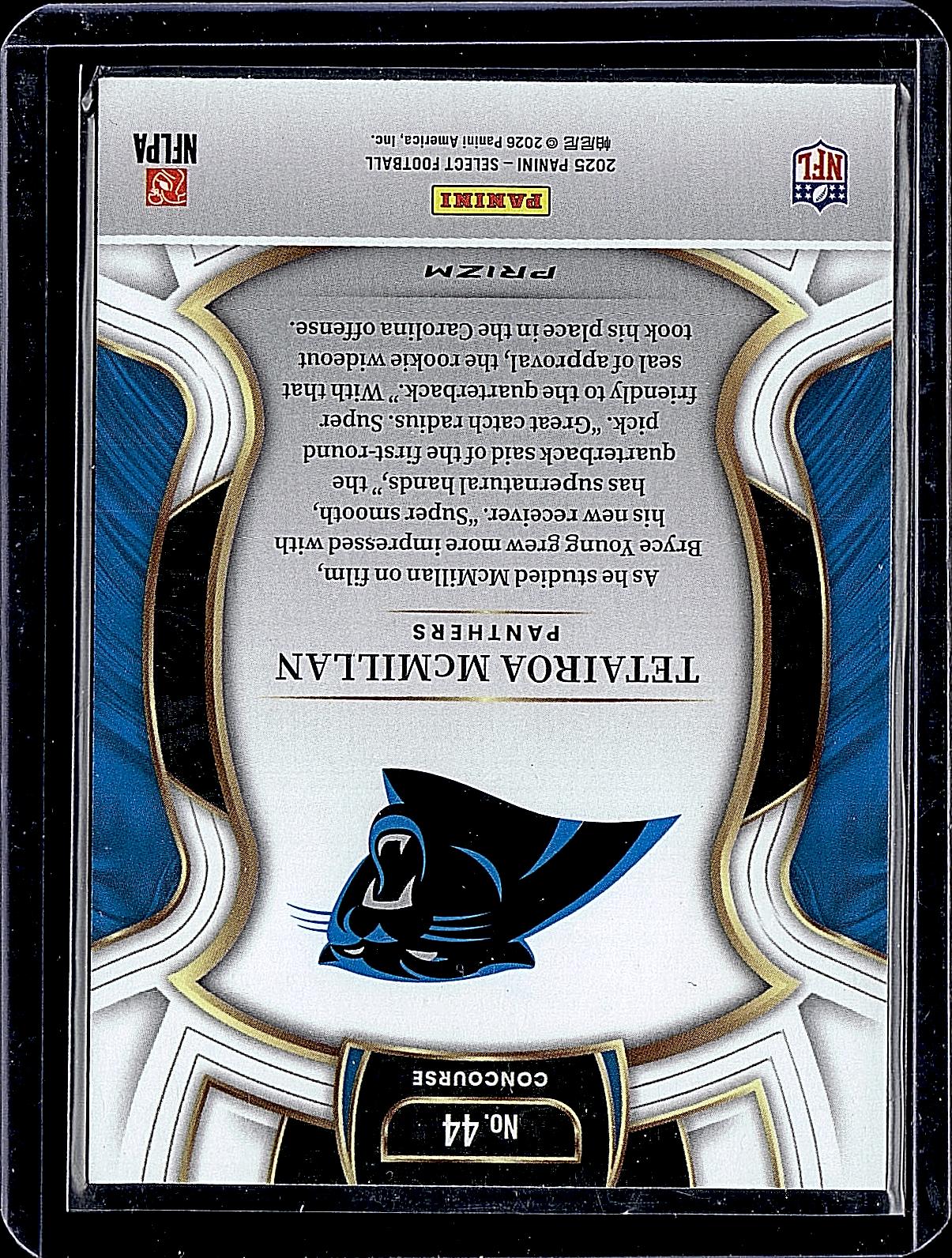2025 Panini Select #44 Tetairoa McMillan Black and Red Prizm Shock