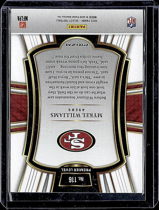 2025 Panini Select #116 Mykel Williams Red and Blue Prizm Shock