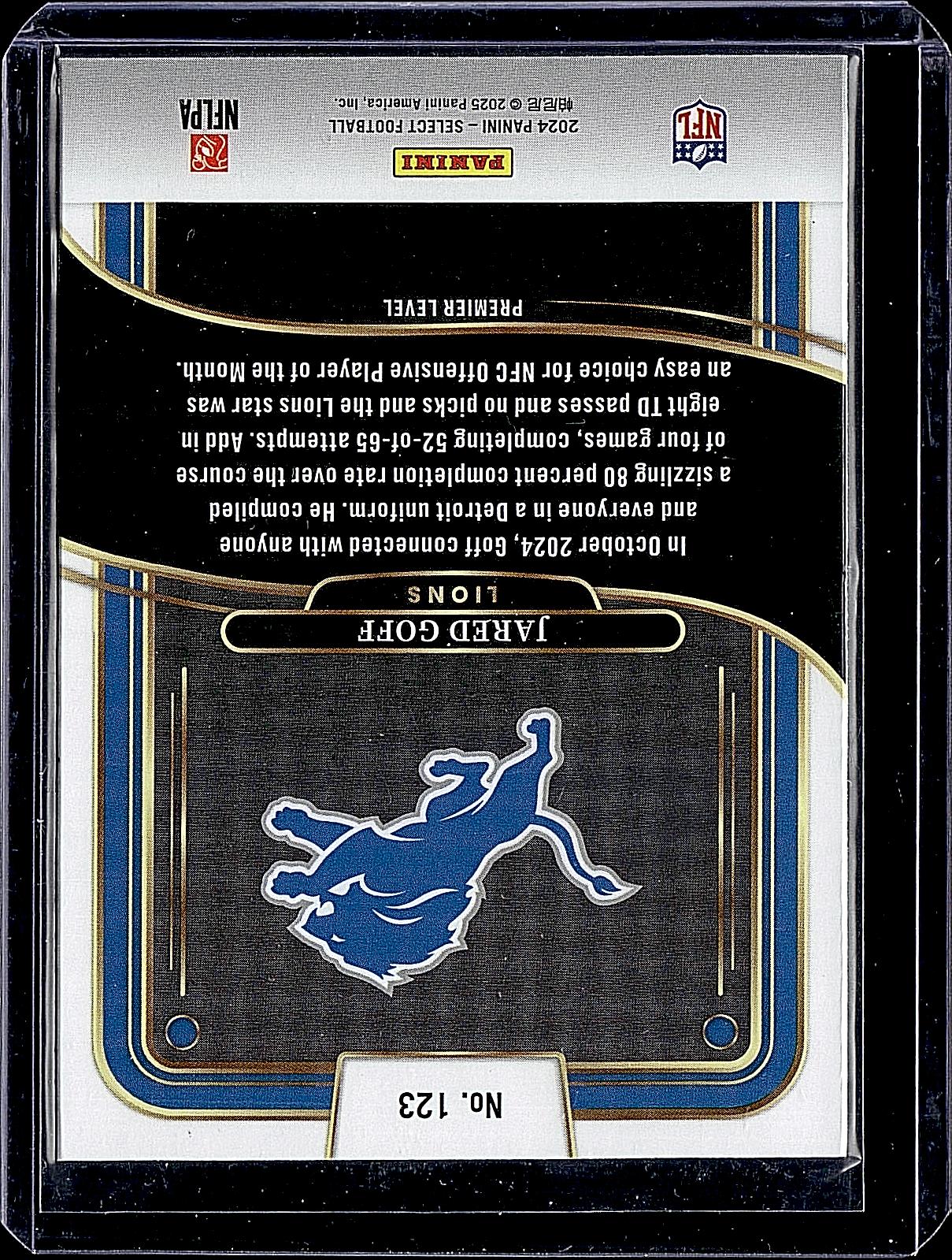 2024 Panini Select #123 Jared Goff Black & Green Prizm Shock