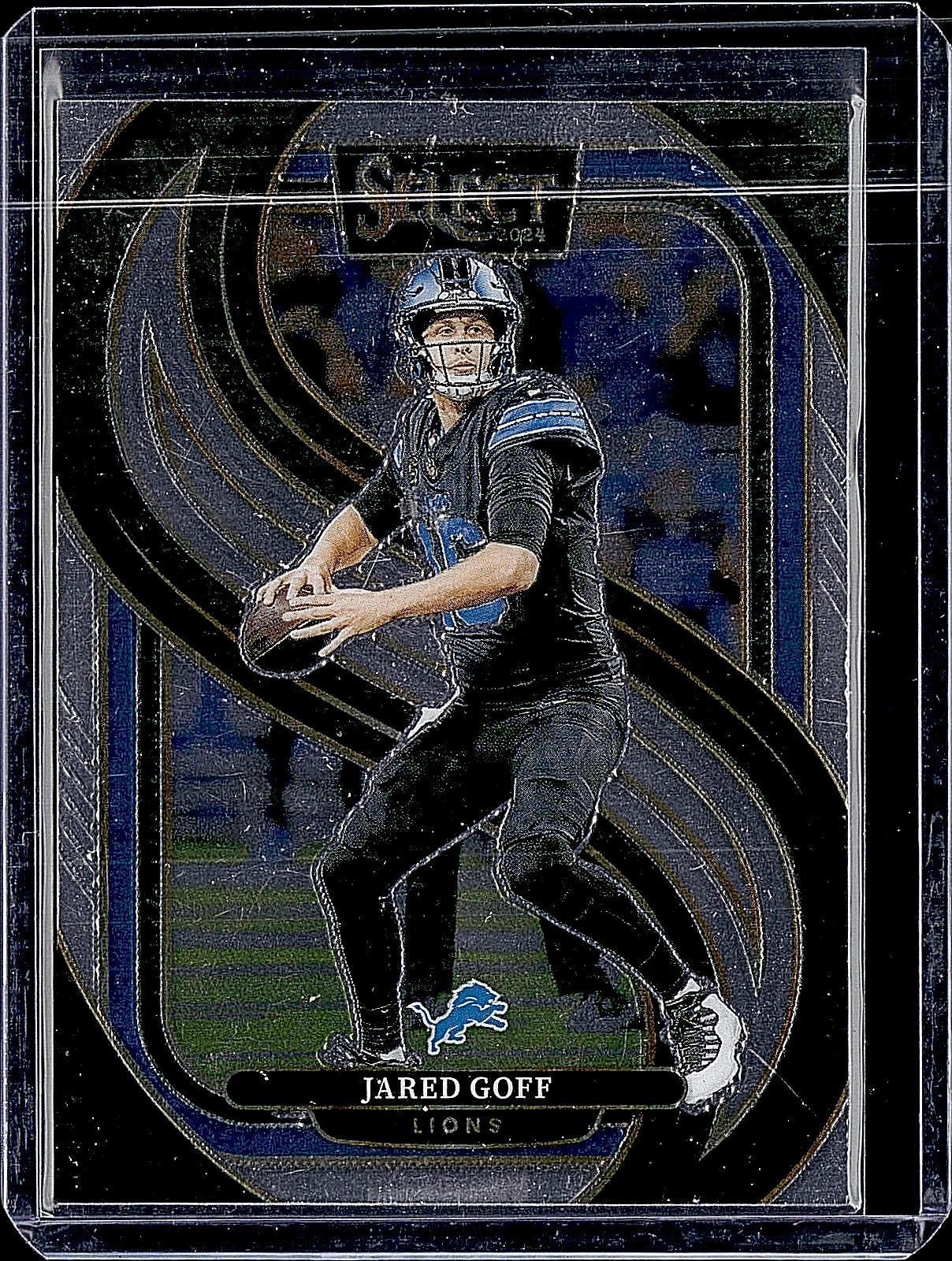 2024 Panini Select #123 Jared Goff Black & Green Prizm Shock